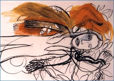 Autumn Girl, 1998, houtskool en krijt op papier, 105 x 75 cm, fl. 1850,-
