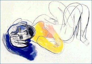 Katherine Mansfield, 1997, gemengde techniek op papier, 105 x 75 cm, particuliere collectie